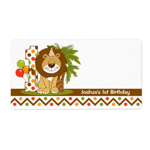 Cute Lion 1st Birthday Label