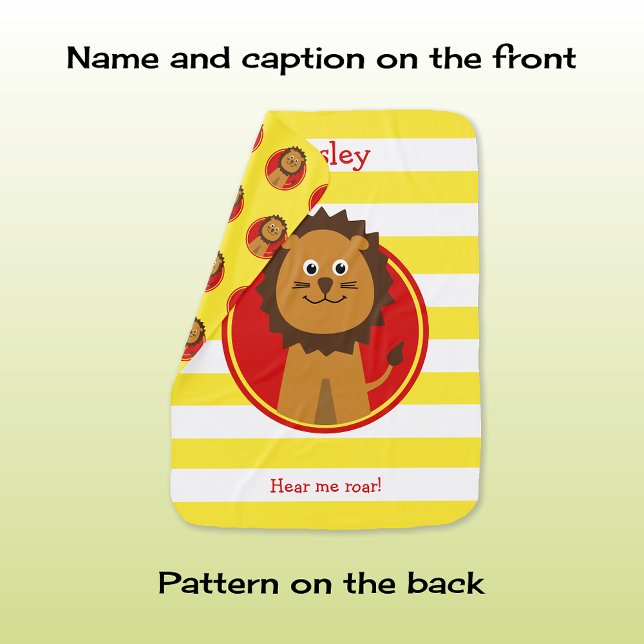 Cute lion add name red yellow baby blanket (Creator Uploaded)