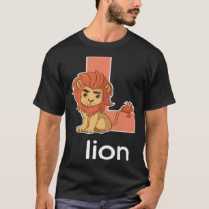 Cute Lion Alphabet Letter Big Cats Kids T-Shirt