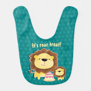 Cute Lion And Baby Cub Kids Birthday Baby Bib