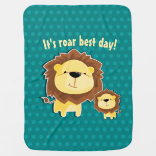 Cute Lion And Baby Cub Kids Birthday Blanket