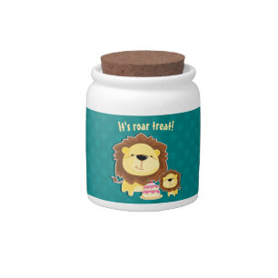 Cute Lion And Baby Cub Kids Birthday Candy Jar