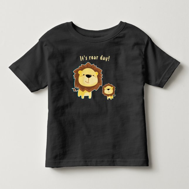 Cute Lion And Baby Cub Kids Birthday Toddler T-shirt (Front)