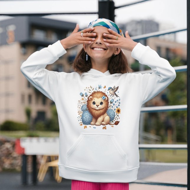 Cute Lion and Blue Flowers Gift Baby T-Shirt (Creator Uploaded)