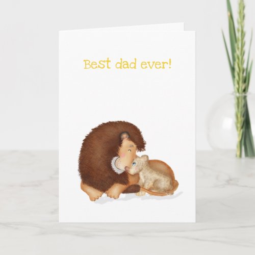 Cute lion and cub Fathers Day card