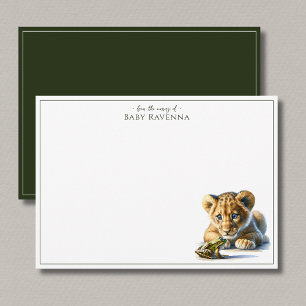 Cute Lion and Frog Safari Nursery Thank You Note Card