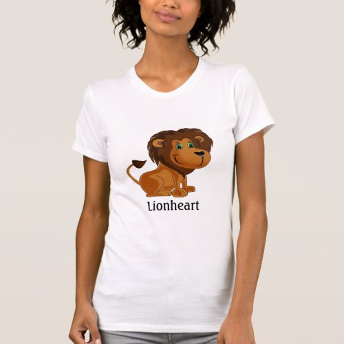 Cute lion and lionheart calligraphy T_Shirt