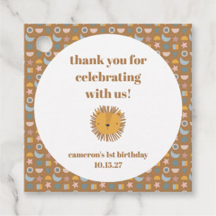 Cute Lion Baby Animal Custom Birthday Thank You Favor Tags