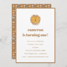 Cute Lion Baby Kids Animal 1st Birthday Party