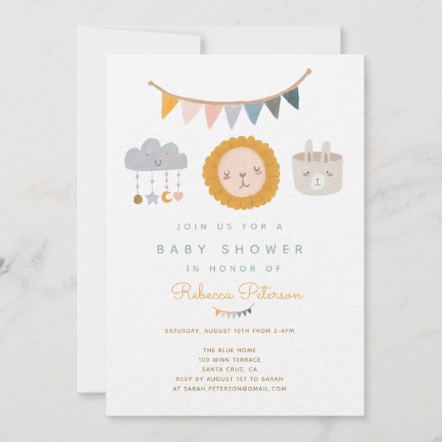 Cute Lion Baby Shower Invitation (Front)