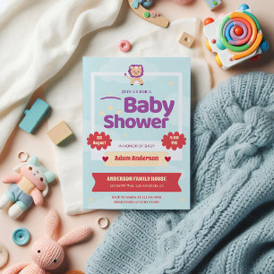 Cute Lion Baby Shower Invitation - Gender Neutral 