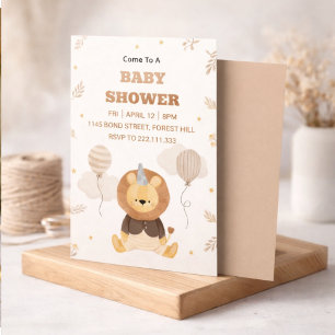 Cute Lion Baby Shower Invitation Neutral Safari