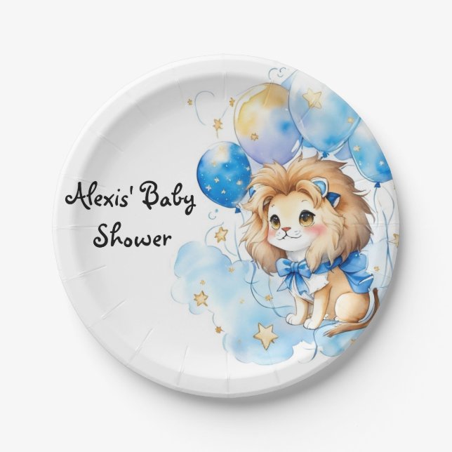 Cute Lion Baby Shower Paper Plates (Front)