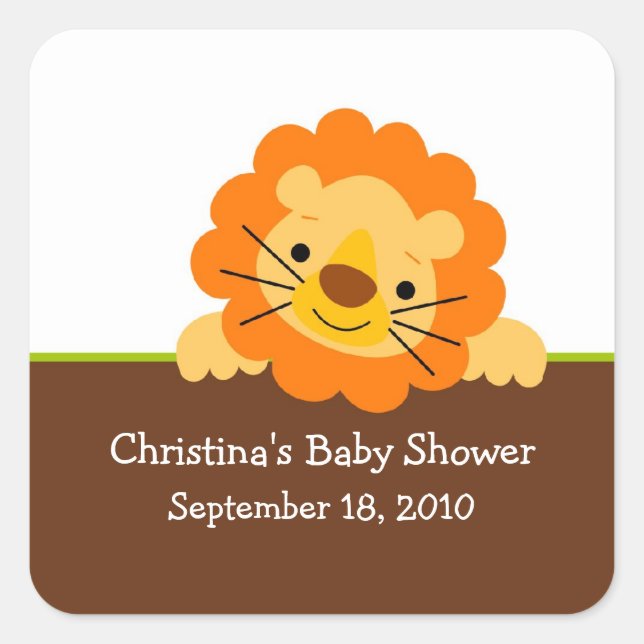 Cute Lion Baby Shower Square Sticker! Square Sticker (Front)