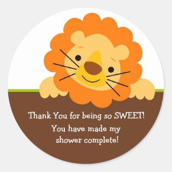 Cute Lion Baby Shower Sticker by celebrateitinvites at Zazzle