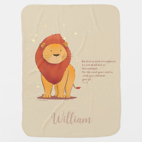 Cute Lion Bible Verse Baby Blanket