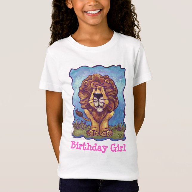 Cute Lion Birthday Girl Party T-Shirt (Front)