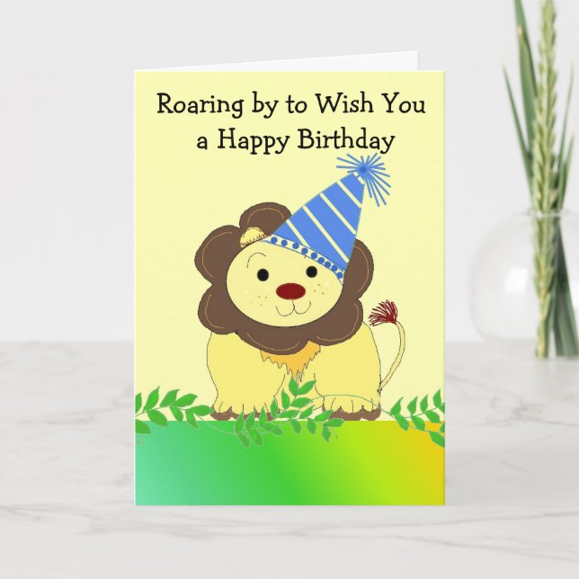 Cute Lion Birthday Greeting Card (Front)