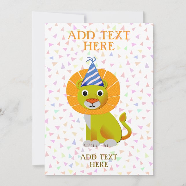 Cute Lion Birthday Invitation (Front)