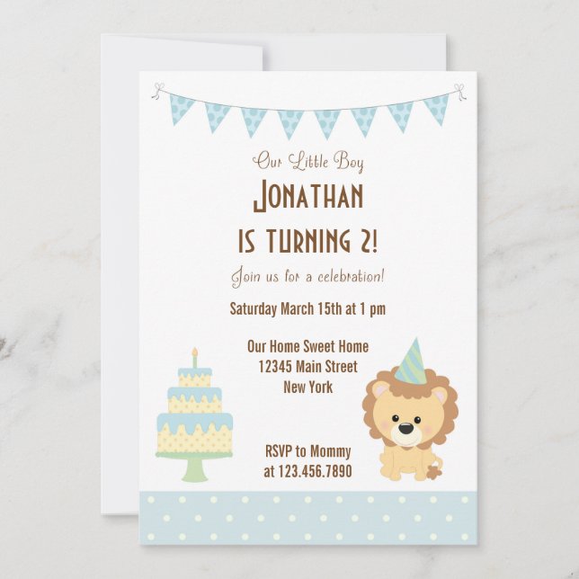 Cute Lion Birthday Party Invitation (Front)
