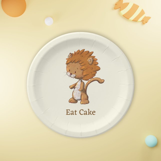 Cute Lion Birthday Party Paper Plates (Creator Uploaded)