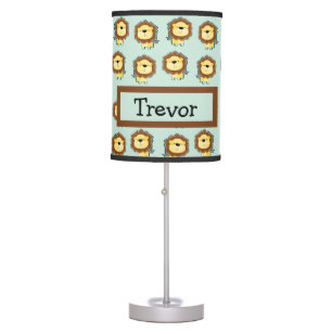 Cute lion blue pattern table lamp