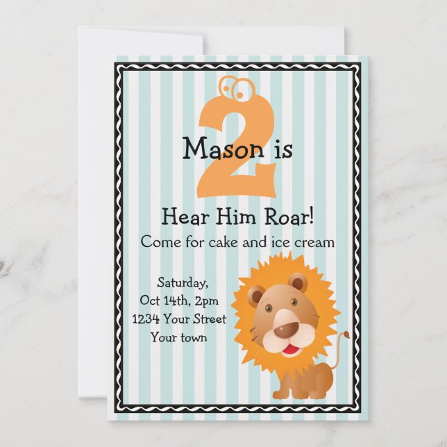 Cute Lion Boy's Birthday Invitation (Front)