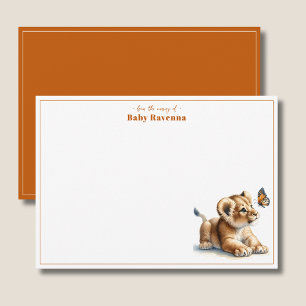 Cute Lion Burnt Orange Chic Nursery Thank You  Note Card