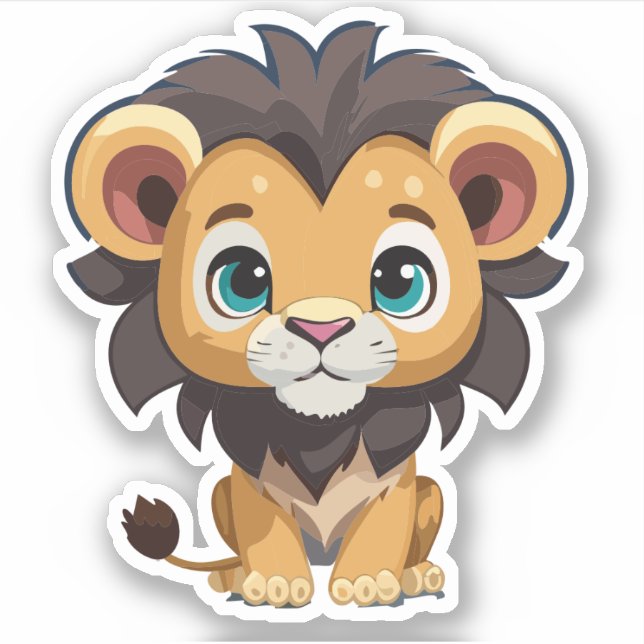 Cute Lion Cartoon Charactor Sticker (Front)