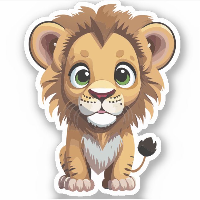 Cute Lion Cartoon Charactor Sticker (Front)