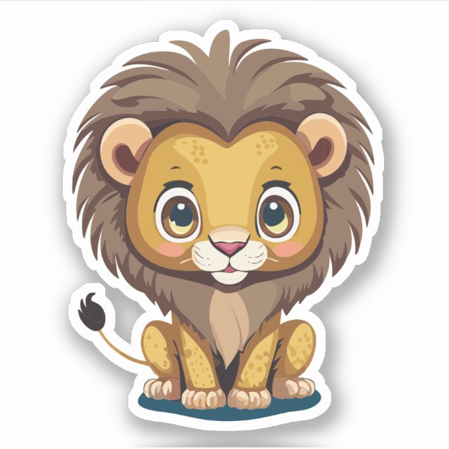Cute Lion Cartoon Charactor Sticker (Front)