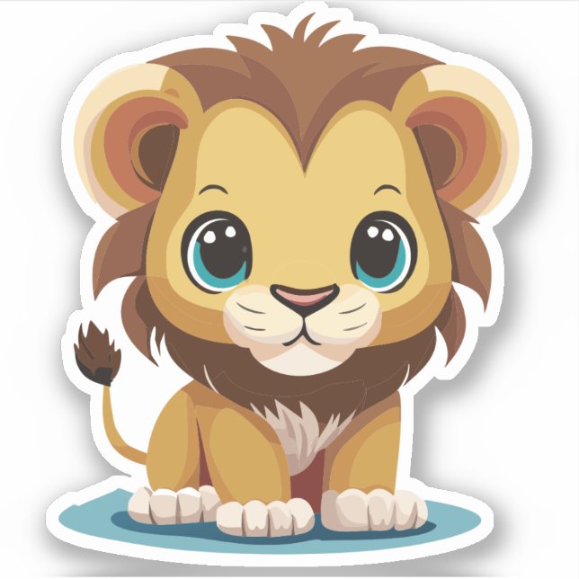 Cute Lion Cartoon Charactor Sticker (Front)