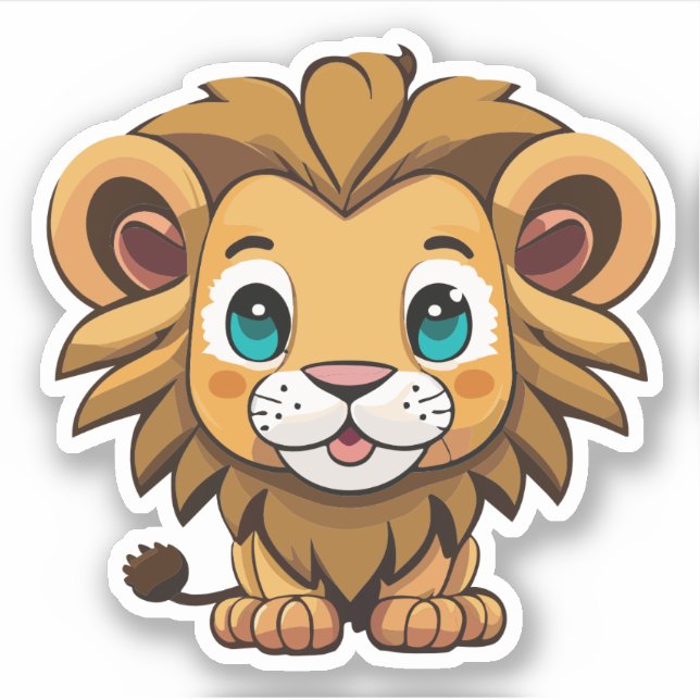Cute Lion Cartoon Charactor Sticker (Front)