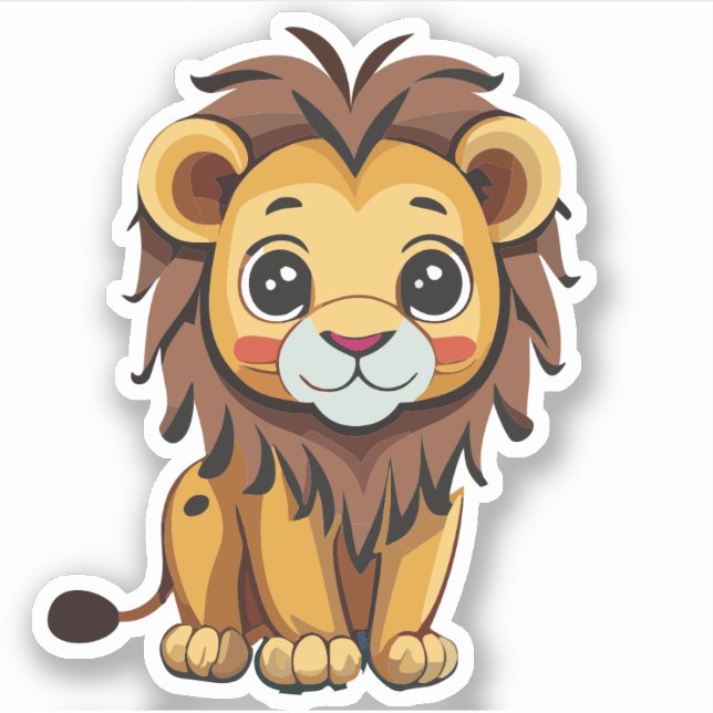 Cute Lion Cartoon Charactor Sticker (Front)