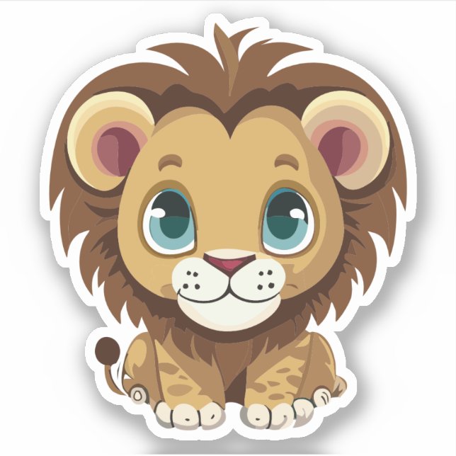 Cute Lion Cartoon Charactor Sticker (Front)