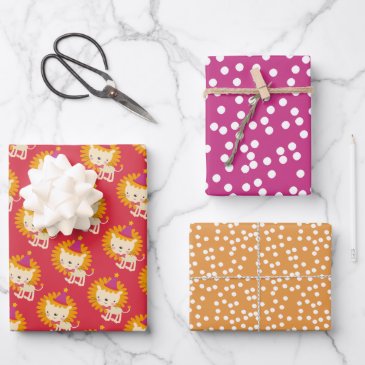 Cute Lion Cartoon & Polkadots Kids'