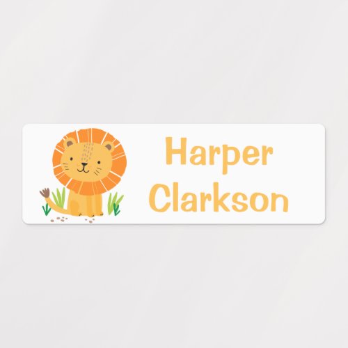 Cute Lion Cartoon Safari Personalized Name Kids Labels