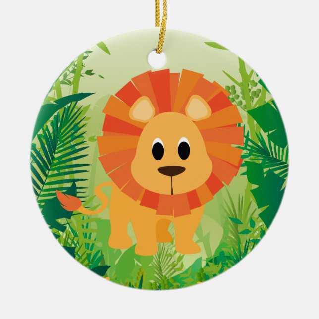 Cute Lion Ceramic Ornament (Front)