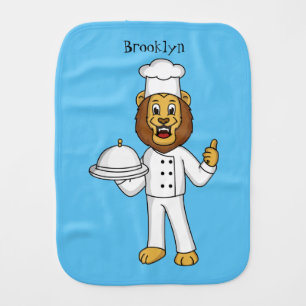 Cute lion chef cartoon illustration baby burp cloth