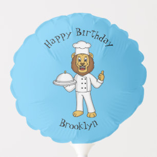 Cute lion chef cartoon illustration balloon