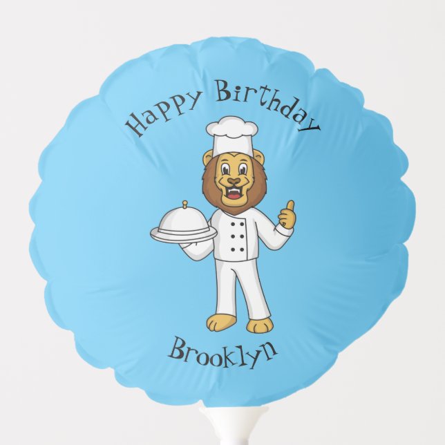 Cute lion chef cartoon illustration balloon (Front)