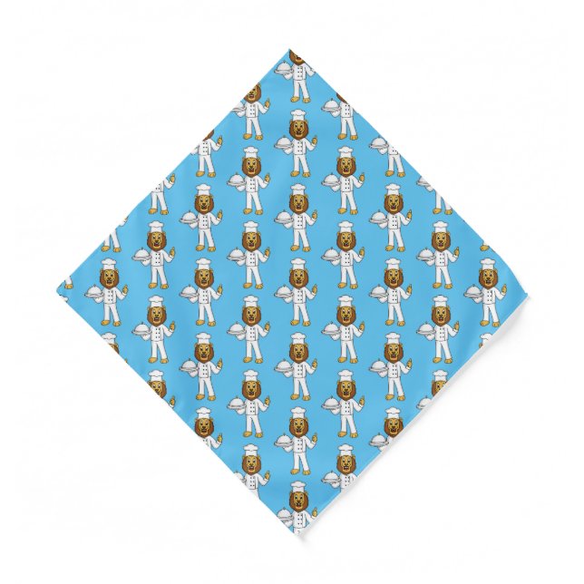 Cute lion chef cartoon illustration bandana (Front)
