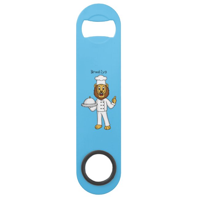 Cute lion chef cartoon illustration bar key (Front)