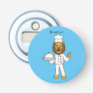 Cute lion chef cartoon illustration  bottle opener
