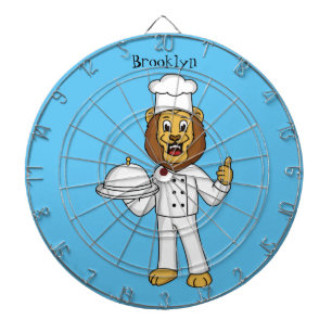 Cute lion chef cartoon illustration dart board