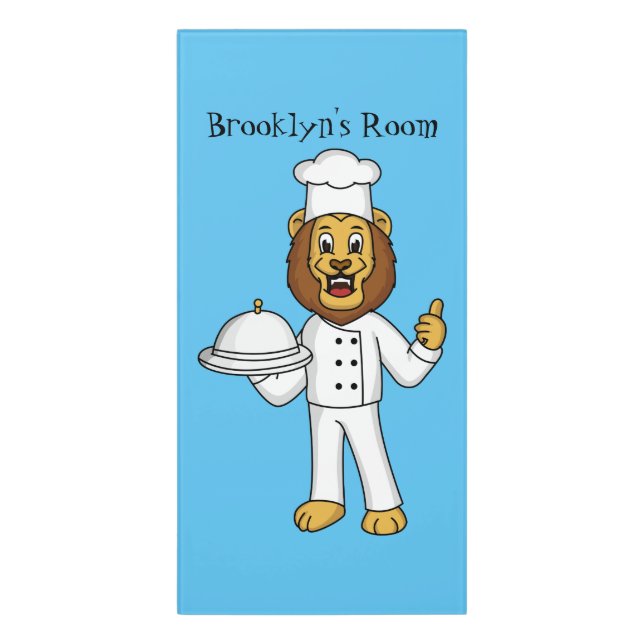 Cute lion chef cartoon illustration  door sign (Classic Front Vert)