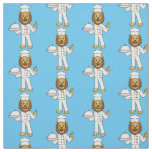 Cute lion chef cartoon illustration fabric