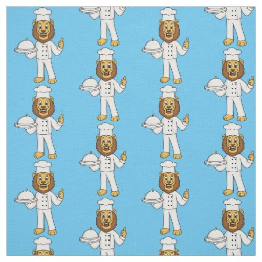 Cute lion chef cartoon illustration fabric