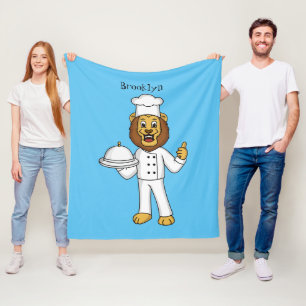 Cute lion chef cartoon illustration fleece blanket