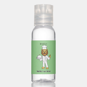 Cute lion chef cartoon illustration hand sanitizer
